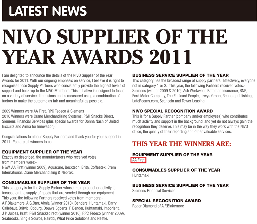 Nivo's newsletter of Jannuary 2012